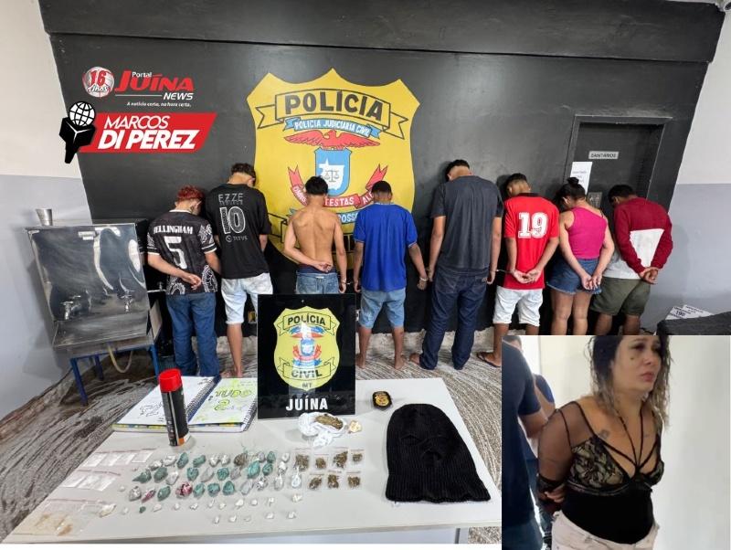 Polícia Civil de Juína desarticula ação de vandalismo, conduz 9 pessoas e apreende drogas 
