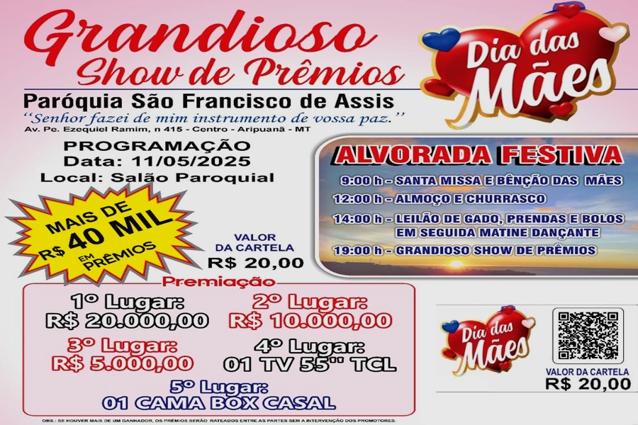 Paróquia São Francisco de Assis promove grande evento em homenagem ao Dia das Mães em Aripuanã 