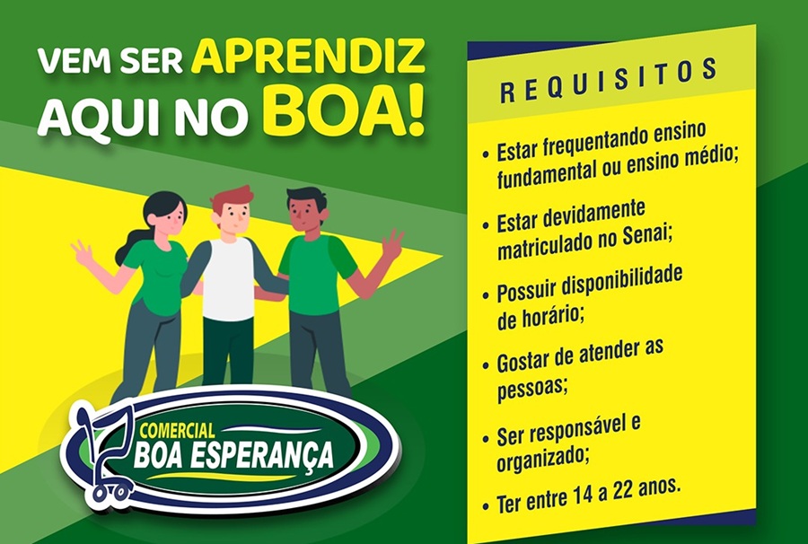Comercial Boa Esperança abre vagas para Jovem Aprendiz em Aripuanã 