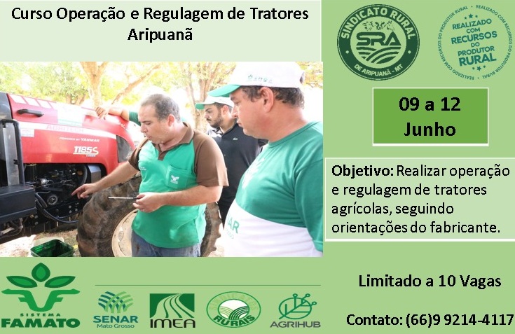 Curso de Operação e Regulagem de Tratores é oferecido em Aripuanã pelo Sindicato Rural e Senar 
