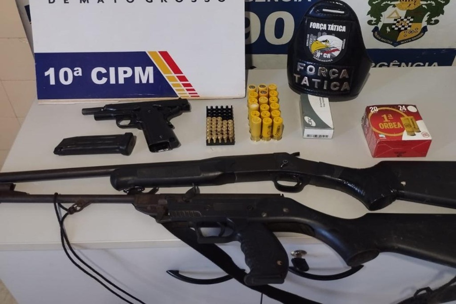 Força Tática apreende armas e munições durante operação na zona rural de Aripuanã 