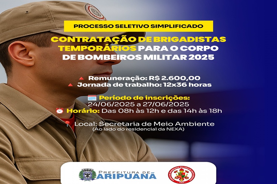 Prefeitura de Aripuanã abre seletivo para contratação de brigadistas temporários em 2025 
