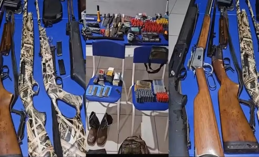 Polícia recupera oito armas e 3 mil munições furtadas de residência em MT; dois presos 