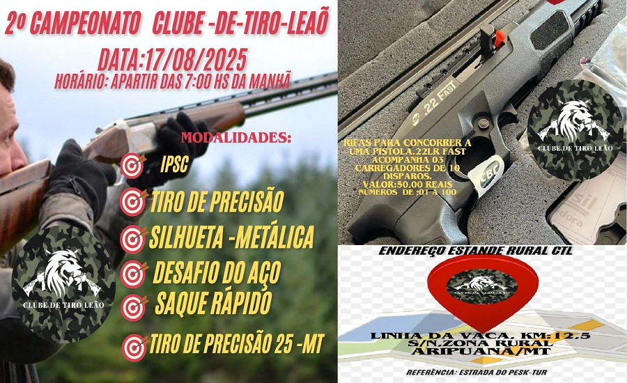 Aripuanã recebe 2ª edição do Campeonato de Tiro Esportivo neste domingo 