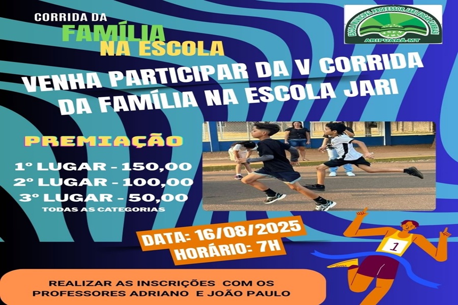 Escola Municipal Jari Edgar Zambiasi realiza 5ª Corrida da Família neste sábado em Aripuanã 