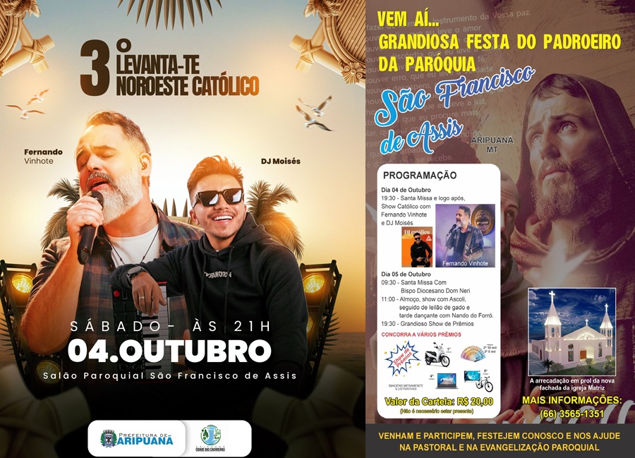 Paróquia São Francisco de Assis anuncia programação da tradicional Festa do Padroeiro em Aripuanã 