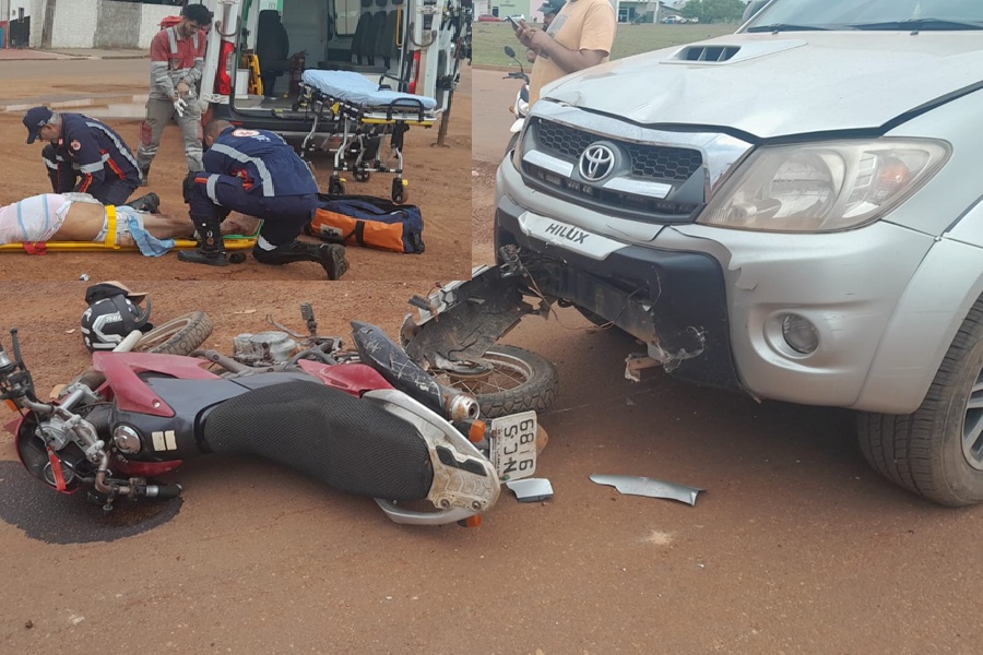 Motociclista fica ferido em colisão com caminhonete no bairro Cidade Alta em Aripuanã 
