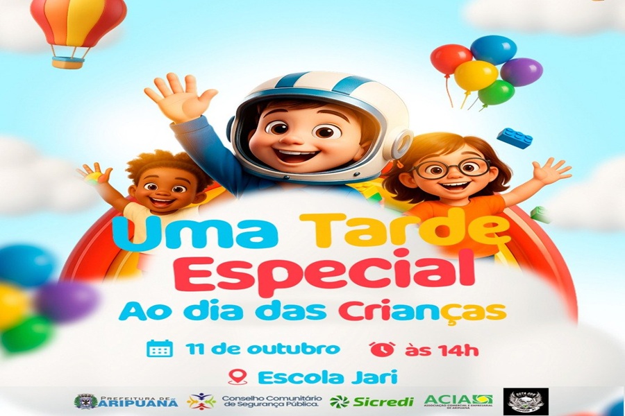 Aripuanã prepara grande tarde de diversão para comemorar o Dia das Crianças neste sábado (11) 