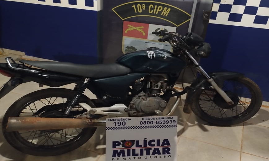 Motocicleta furtada é recuperada pela Polícia Militar horas após o crime em Aripuanã 