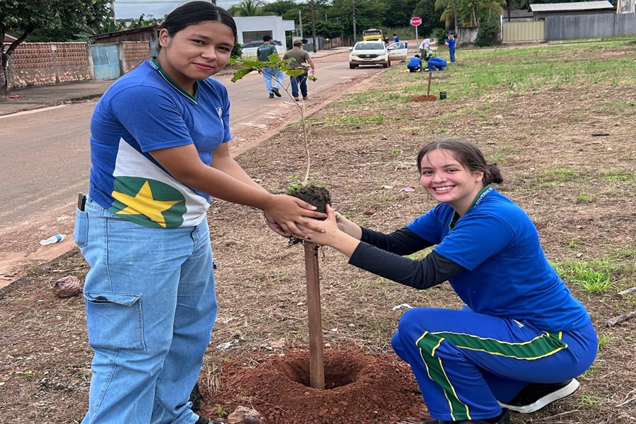 Alunos participam de plantio de mudas em ação ambiental realizada em Aripuanã 