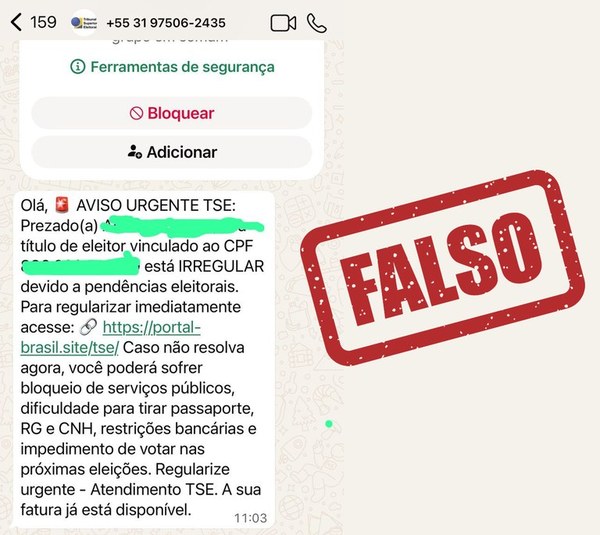 Alertas: Golpistas usam WhatsApp para cobrar falsas taxas de regularização de título 