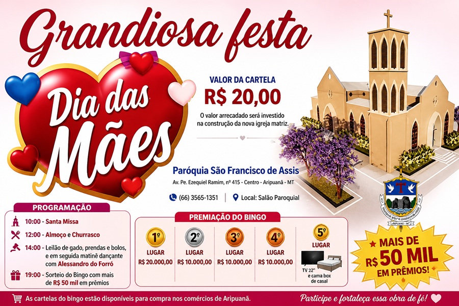 Paróquia São Francisco de Assis promove grande festa em homenagem ao Dia das Mães em Aripuanã 
