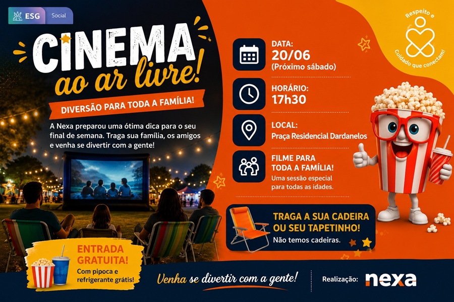 Cinema ao Ar Livre retorna neste sábado com sessão gratuita para toda a família em Aripuanã 