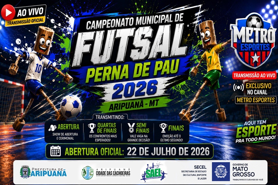 Aripuanã abre Campeonato Municipal de Futsal Perna de Pau 2026 com R$ 45 mil em premiações 