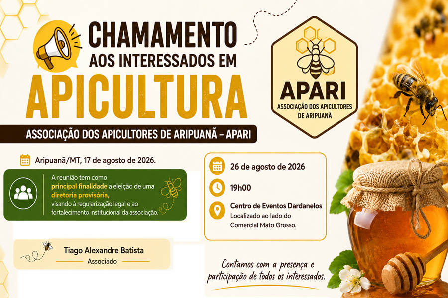 APARI convoca apicultores para Assembleia Geral em Aripuanã 